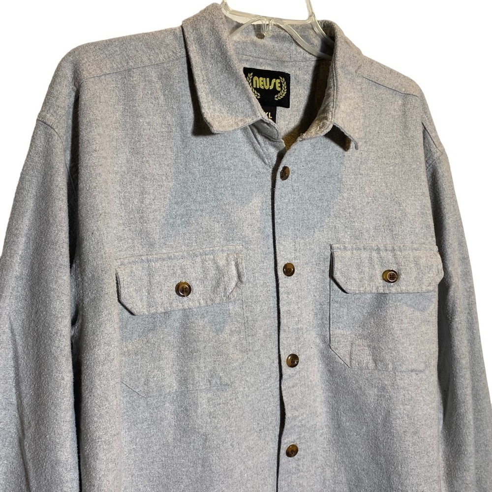 Neuse big men's size XXL gray flannel workwear long sleeve button up shirt